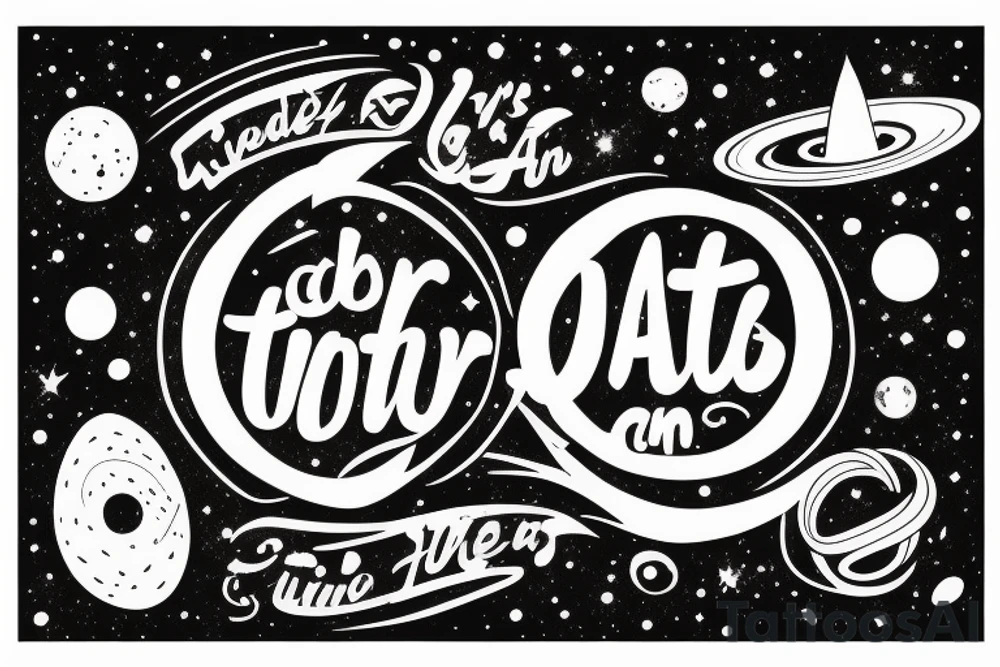 father and son against the backdrop of time, the universe tattoo idea