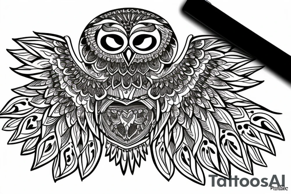 Owl with mandala tattoo idea