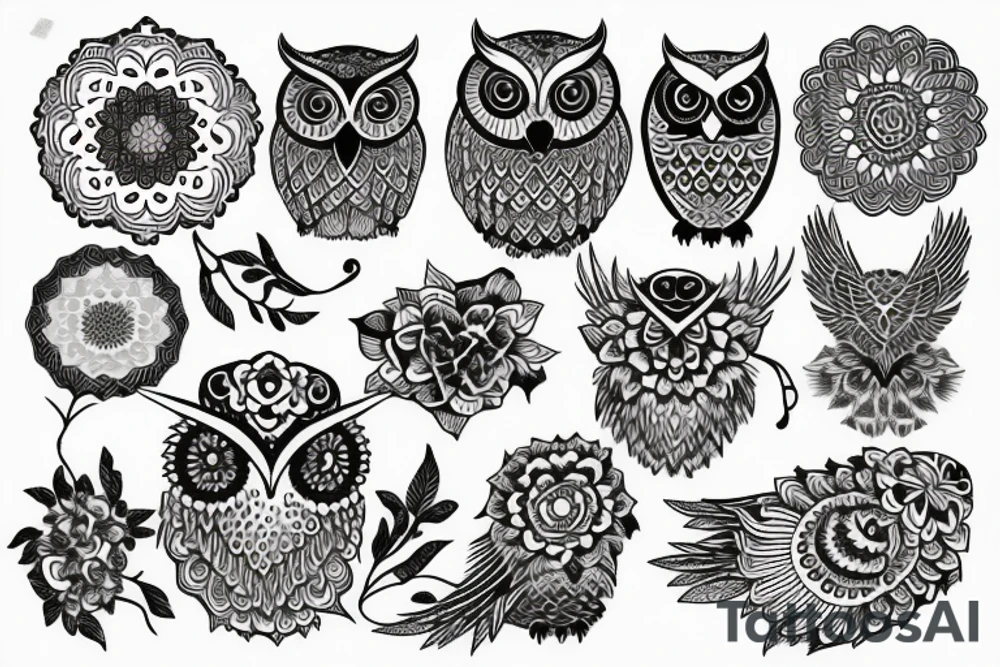 Owl with mandala tattoo idea
