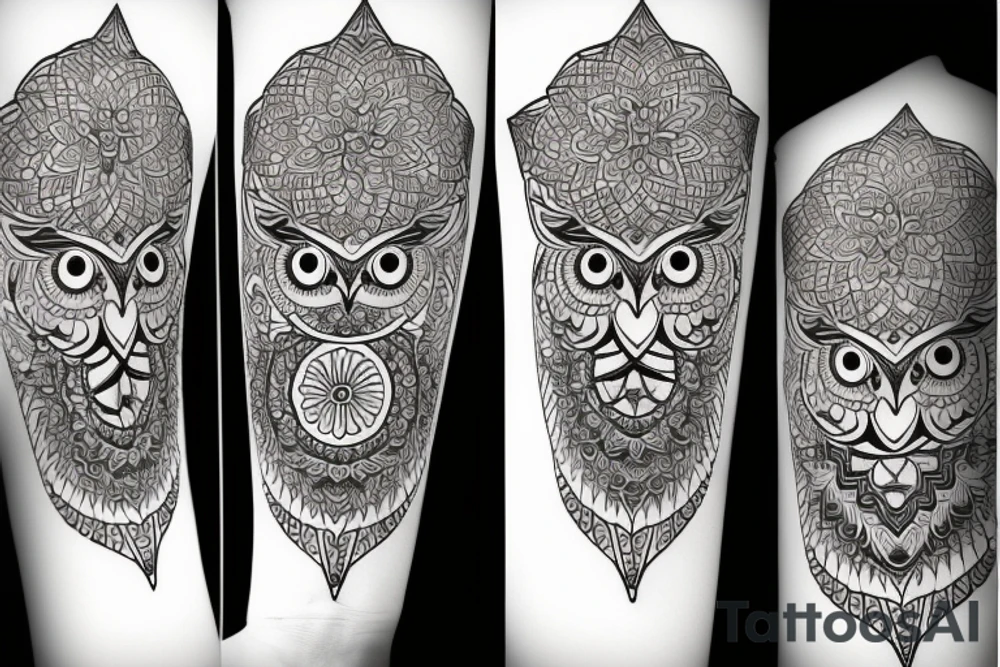 Owl with mandala tattoo idea
