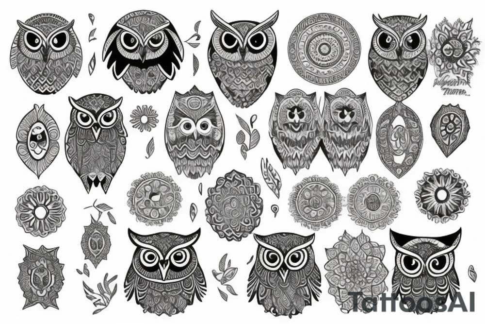 Owl with mandala tattoo idea