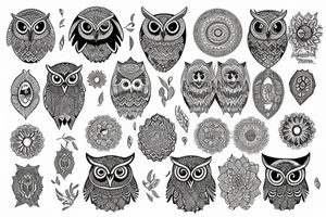 Owl with mandala tattoo idea