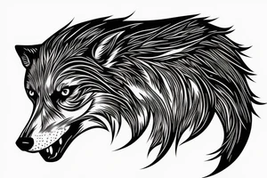 Shadow black wolf with red symbol on head tattoo idea
