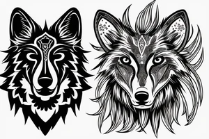 Shadow black wolf with red symbol on head tattoo idea