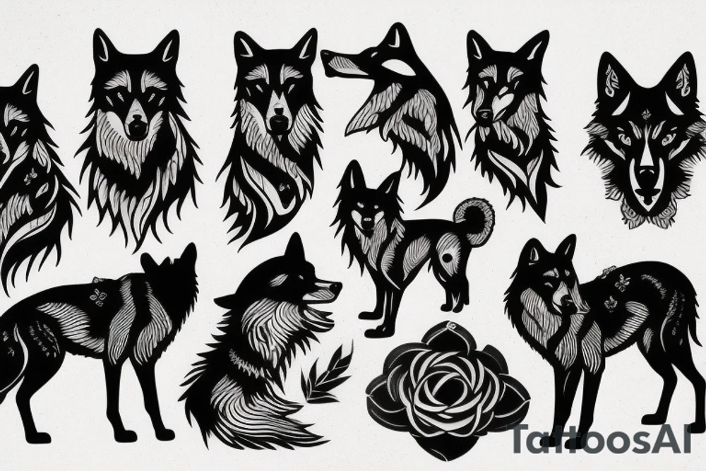 Shadow black wolf tattoo idea