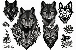 Shadow black wolf tattoo idea