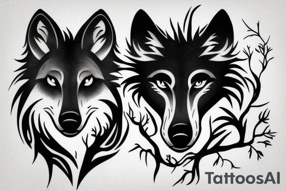 Shadow black wolf tattoo idea
