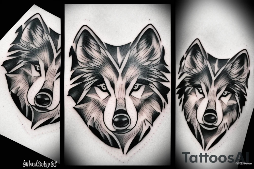 Shadow black wolf tattoo idea