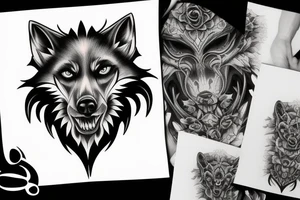 Demonic Black Shadow Wolf tattoo idea