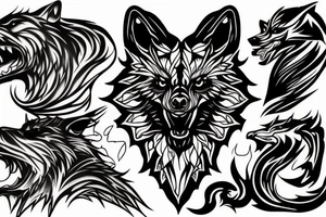 Demonic Black Shadow Wolf tattoo idea