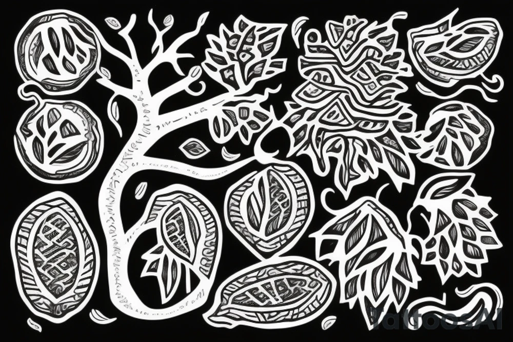 oak tree and acorns tattoo idea