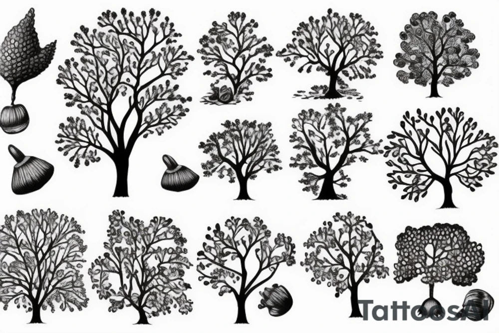 oak tree and acorns tattoo idea