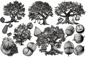 oak tree and acorns tattoo idea