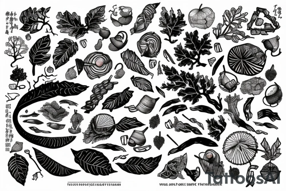 oak tree and acorns tattoo idea