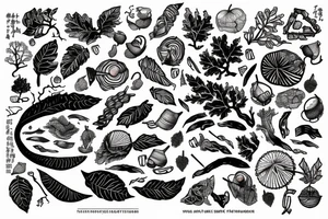 oak tree and acorns tattoo idea