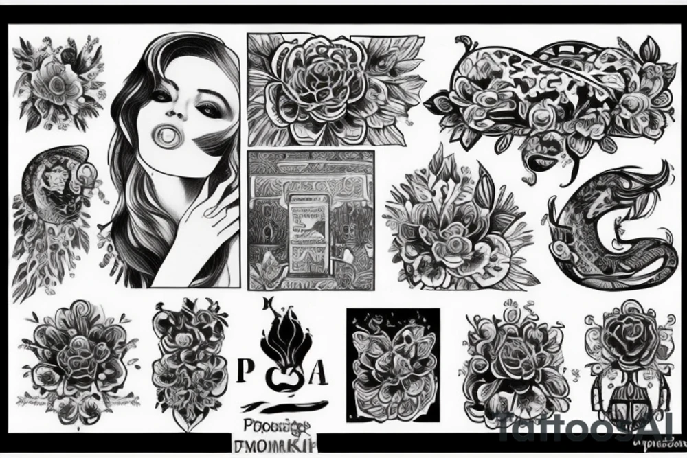Колос пшеницы змея ромашка и стрелец tattoo idea
