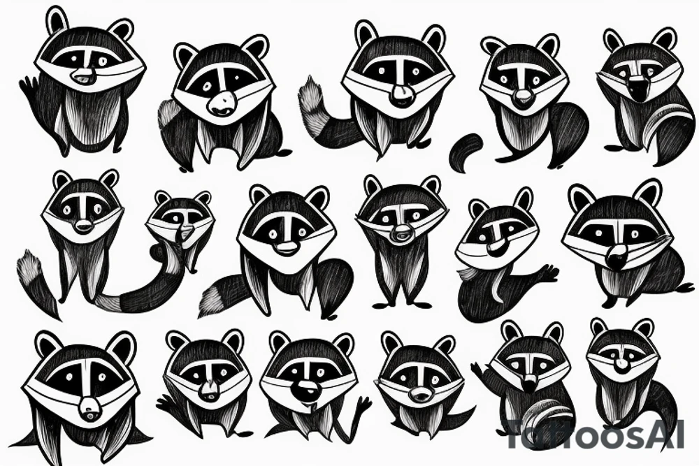 Agressive raccoon tattoo idea