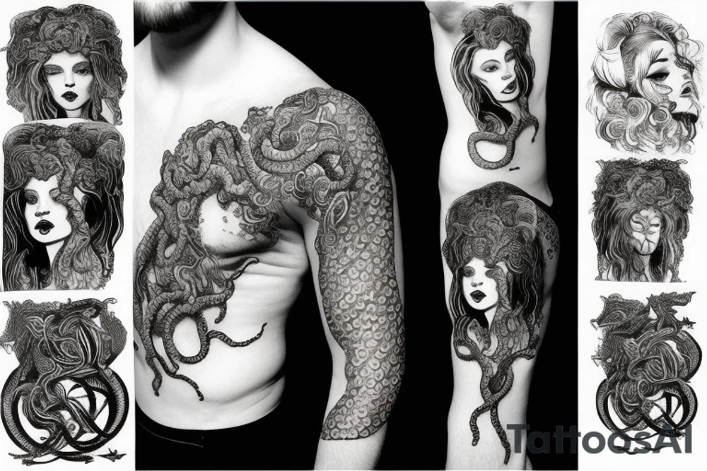 medusa on fire tattoo idea