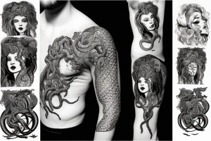medusa on fire tattoo idea