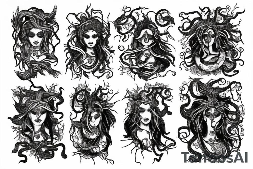 medusa on fire tattoo idea