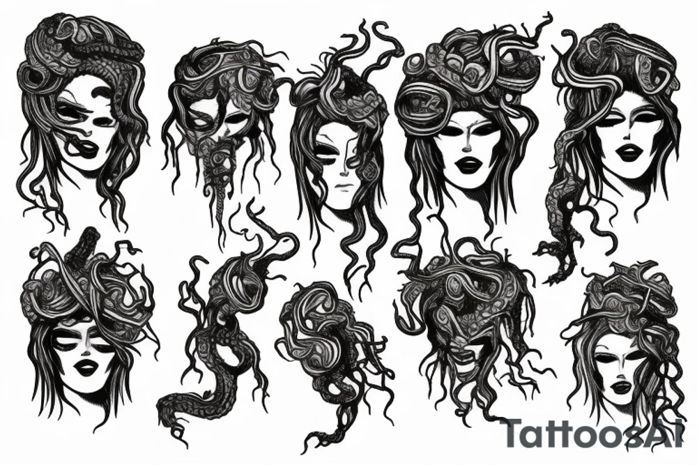 medusa with flames tattoo idea