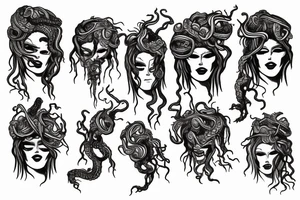 medusa with flames tattoo idea