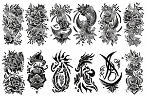 sleeve with Floral and Scorpio sign mixed tattoo idea