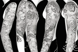 sleeve with Floral and Scorpio sign mixed tattoo idea