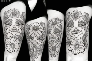 Flowers with cute faces in the middle tattoo idea