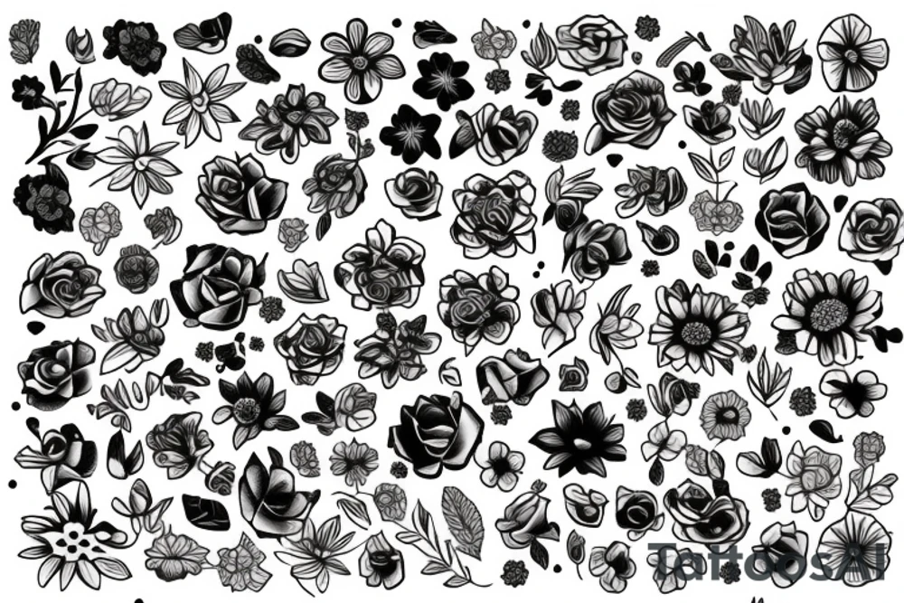 Flowers with cute faces in the middle tattoo idea