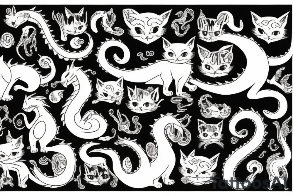 Cat with dragon tattoo idea