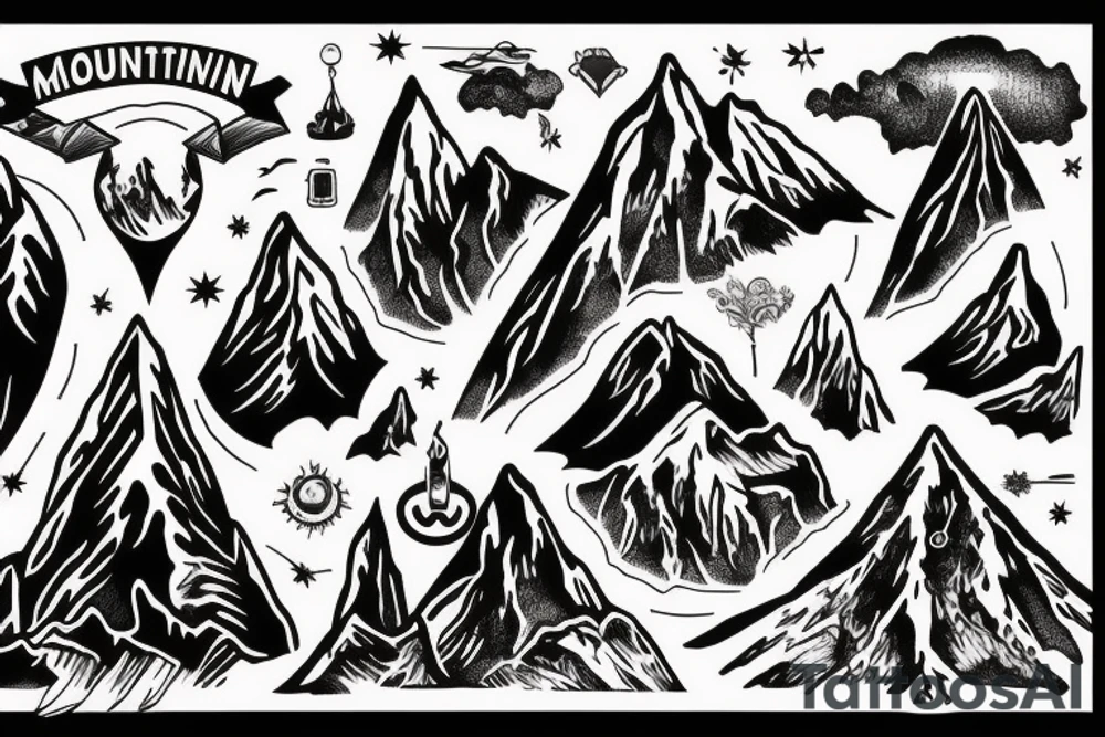 Mountain inside red circle tattoo idea