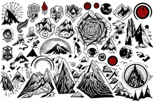 Mountain inside red circle tattoo idea
