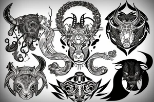 3 zodiac Sign combine Leo, Cancer, taurus for a half selve tattoo idea