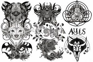 3 zodiac Signs combine in tottem with Leo, Cancer, taurus for a half selve tattoo idea
