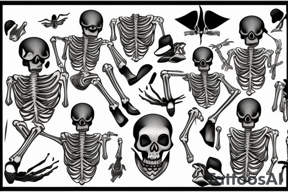 skeleton jumping tattoo idea