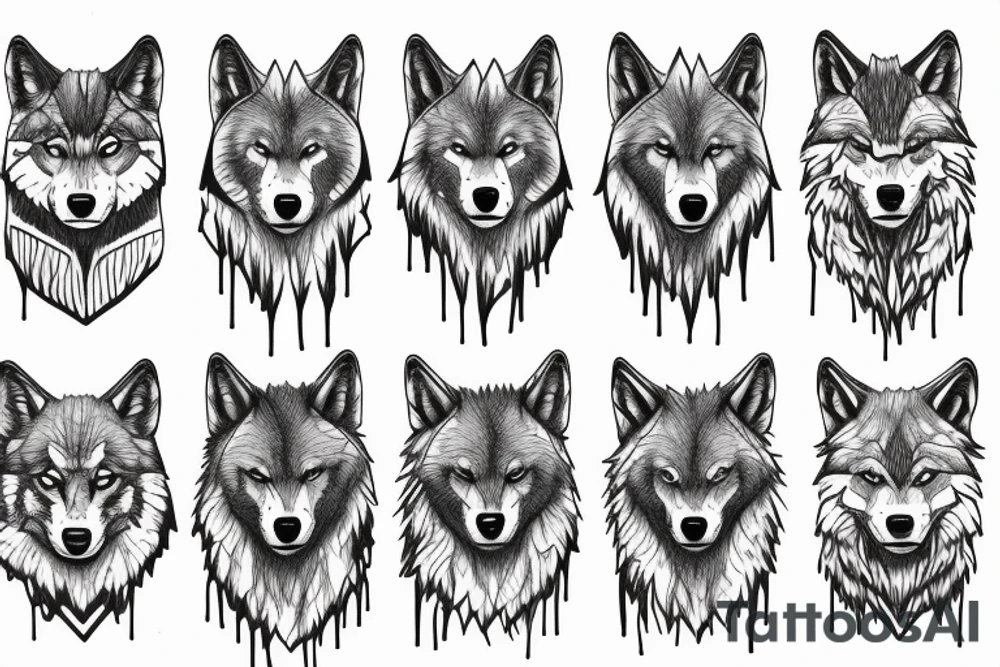 Pack of wolves in a forest tattoo idea