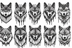 Pack of wolves in a forest tattoo idea