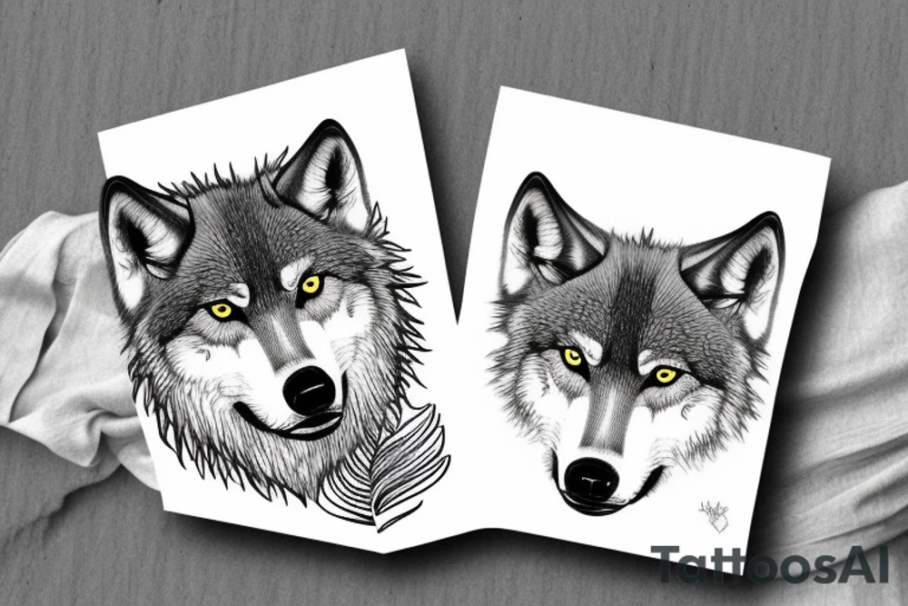 Pack of wolves in a forest tattoo idea