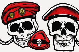 Skull in red military beret with CCCP in front tattoo idea