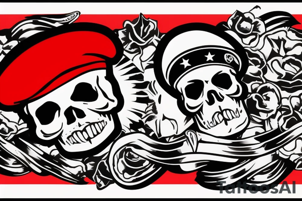 Skull in red military beret with CCCP in front tattoo idea Skull in red military beret with CCCP in front tattoo idea