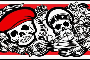Skull in red military beret with CCCP in front tattoo idea