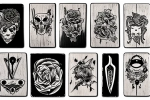 title "NO FATE" on wood with knife tattoo idea