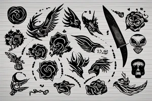 title "NO FATE" on wood with knife tattoo idea