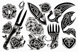 title "NO FATE" on wood with knife tattoo idea
