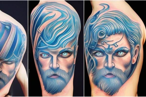 Blue eyes Poseidon  sea tattoo idea