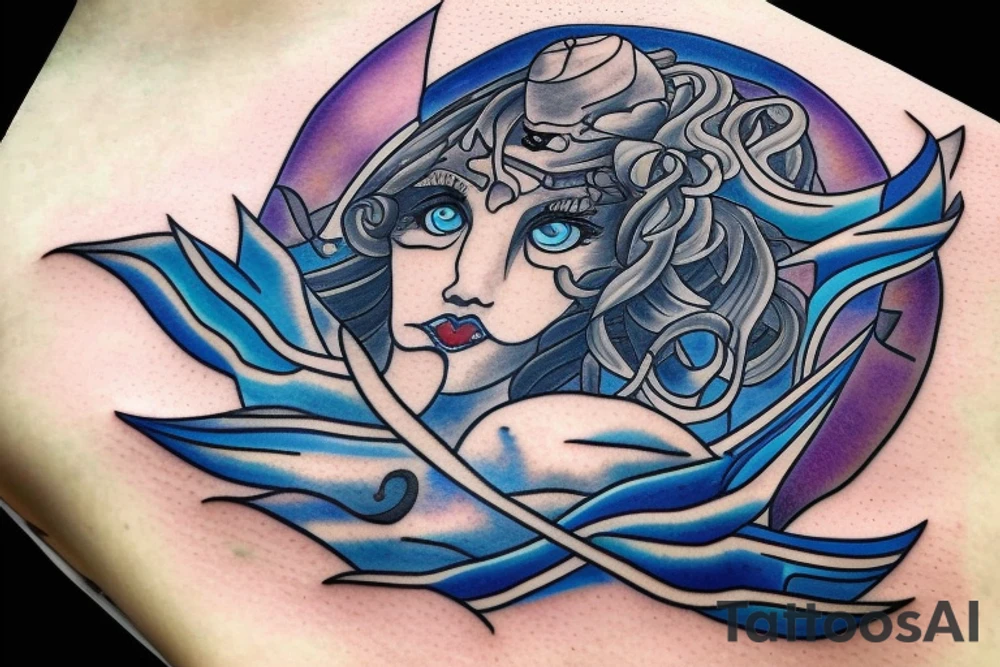 Blue eyes Poseidon  sea tattoo idea