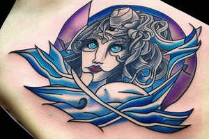 Blue eyes Poseidon  sea tattoo idea