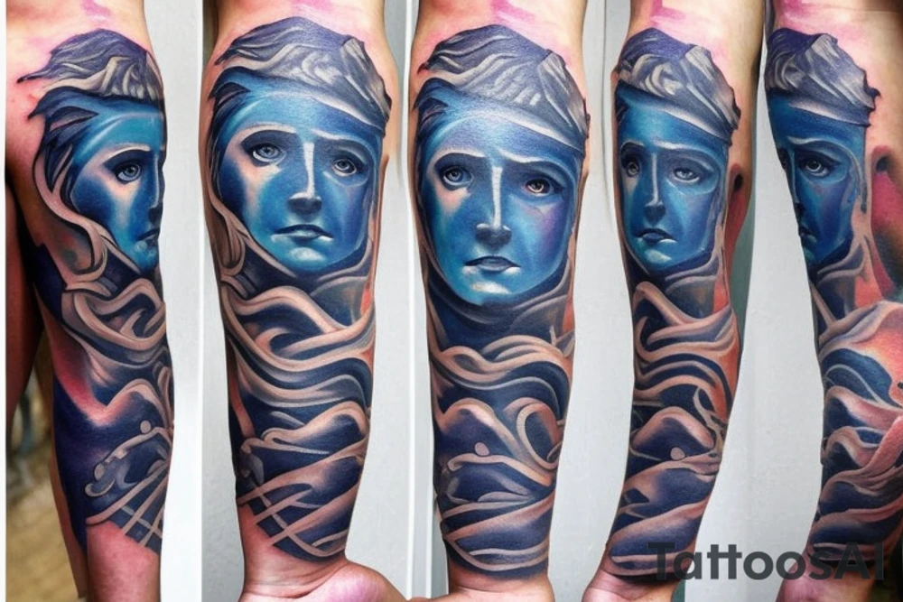 Blue eyes Poseidon  sea tattoo idea