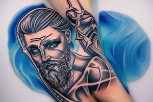 Blue eyes Poseidon tattoo idea